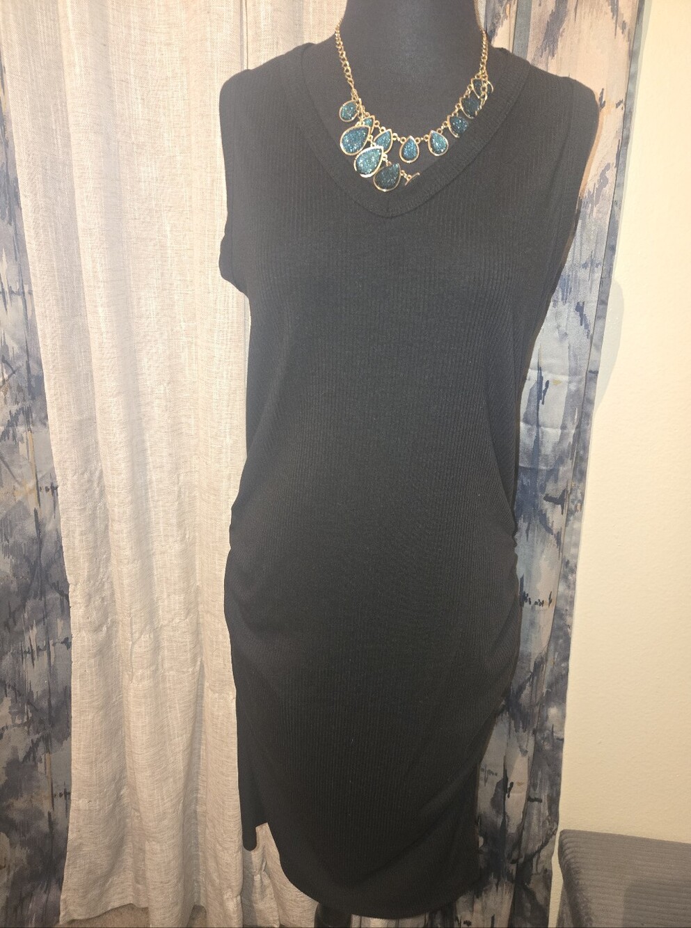 Rachel Zoe Black Sleeveless V-Neck Knit Dress